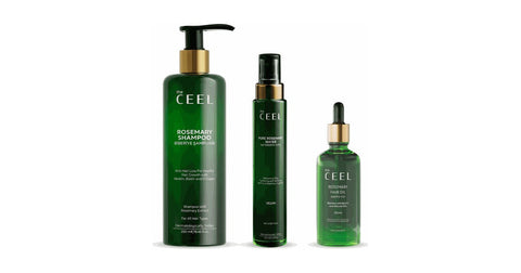 the CEEL Rosmarin-Haarpflege: Rosmarinöl, Rosmarinwasser und Rosmarin-Shampoo