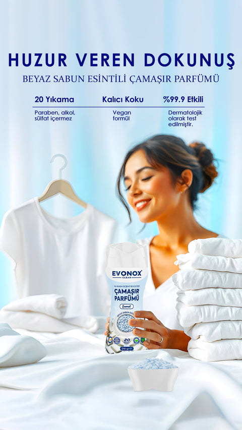 Evonox Clean Granül Çamaşır Parfümü – Beyaz Sabun Kokusu