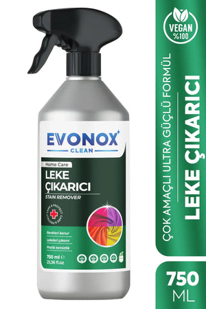 Evonox Clean çok amaçlı leke çıkarıcı sprey şişesi ve üzerinde marka logosu