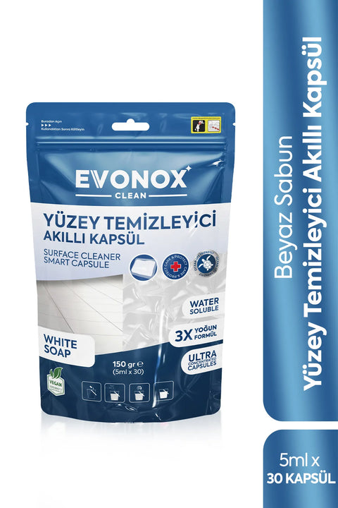 Evonox Clean Yüzey Temizleyici Akıllı Kapsül Beyaz Sabun Kokulu