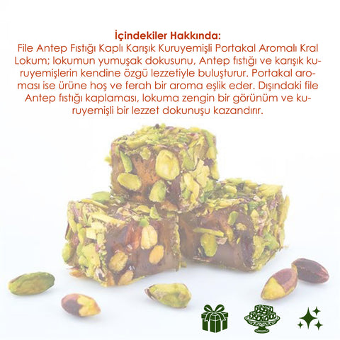 File Antep Fıstığı Kaplı Portakal Aromalı Kokteyl Lokum 900g | WeNatur