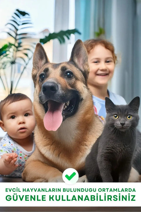 Evcil hayvanlarla birlikte çocukların bulunduğu bir ortama güvenli kullanılabilecek ürünler.