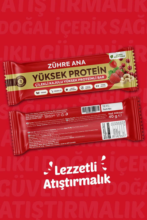 ÇİLEKLİ KAJULU YÜKSEK PROTEİNLİ BAR 12 adet