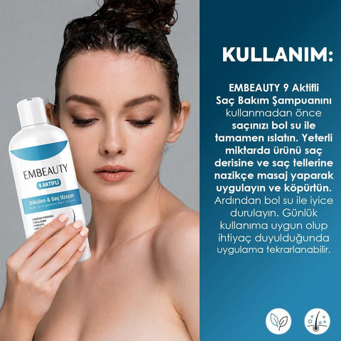 EMBEAUTY 9 Aktifli Biotin Keratin Kolajen Saç Bakım Şampuanı 400 ml