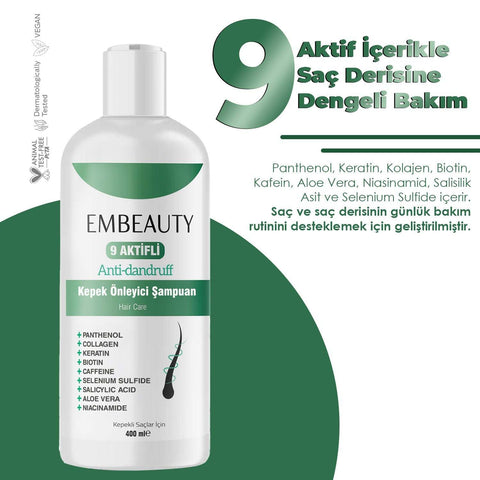 EMBEAUTY Kepek Önleyici Şampuan 400 ml saç derisi bakım ürünü