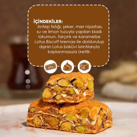Lotus Biscoff Kremalı ve Antep Fıstıklı Sandviç Lokum (350g) - WeNatur