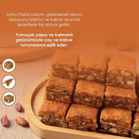 Lotus Biscoff Kremalı ve Antep Fıstıklı Sandviç Lokum (350g) - WeNatur