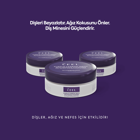 THE CEEL Diş Beyazlatıcı Aktif Mor Karbon Diş Tozu - Dişleri beyazlatır ve ağız kokusunu önler.