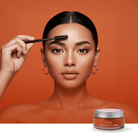 THE CEEL Kaş Şekillendirici & Sabitleyici Wax used by a model while styling her eyebrows.