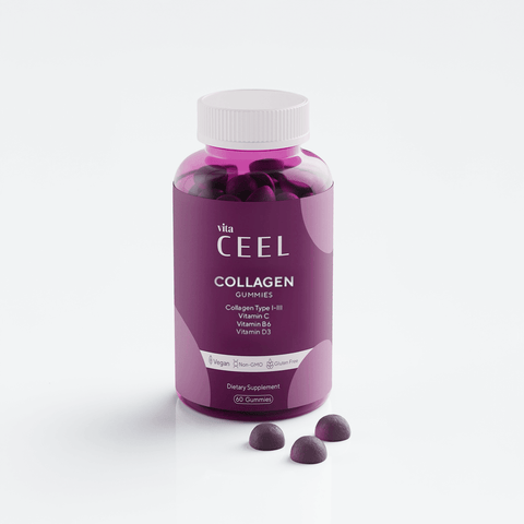 Vita Ceel Collagen Gummies bottle with collagen supplements for skin and hair health