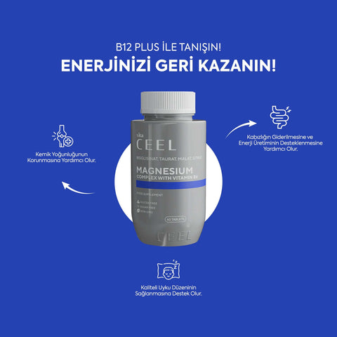 Vita Ceel Magnezyum Complex Tablet, enerji desteği ve uyku kalitesini artırmaya yardımcı supplement.