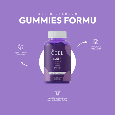 Vita CeeL Sleep Gummies, rahatlatıcı içerikleriyle uykuya geçişi ve stresin azalmasını destekleyen jel vitamin ürünü.