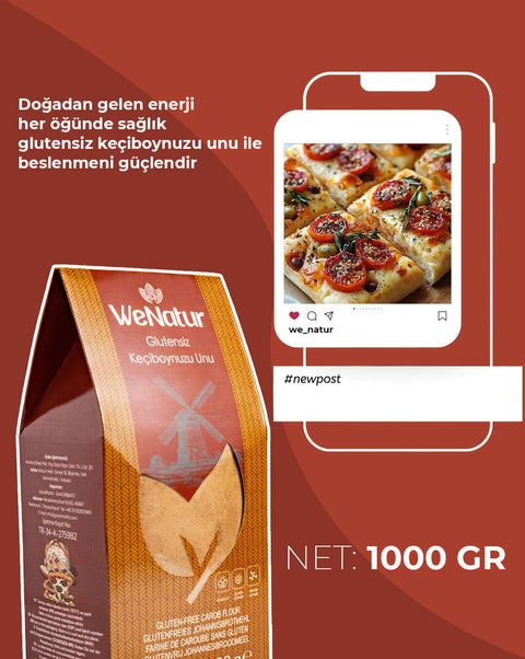 WeNatur Glutensiz Keçiboynuzu Unu 1000 Gr - Doğal ve katkısız içerikle sağlıklı beslenme alternatifi.