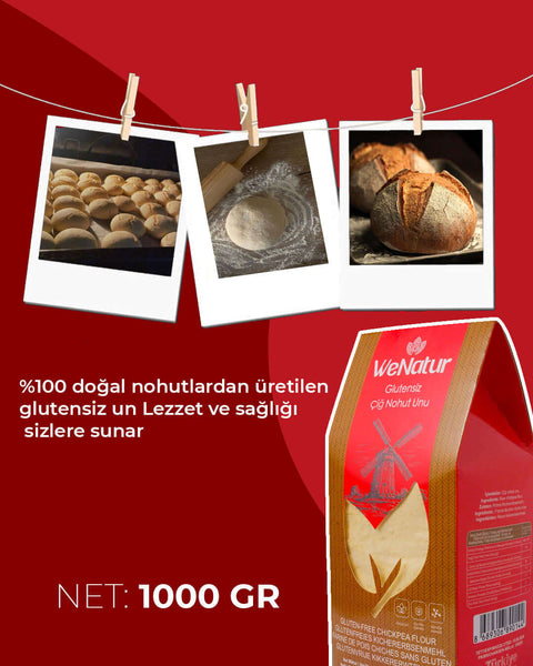 WeNatur Glutensiz Çiğ Nohut Unu 1000 Gr. - Doğal nohutlardan üretilen sağlıklı un ve ekmek çeşitleri.