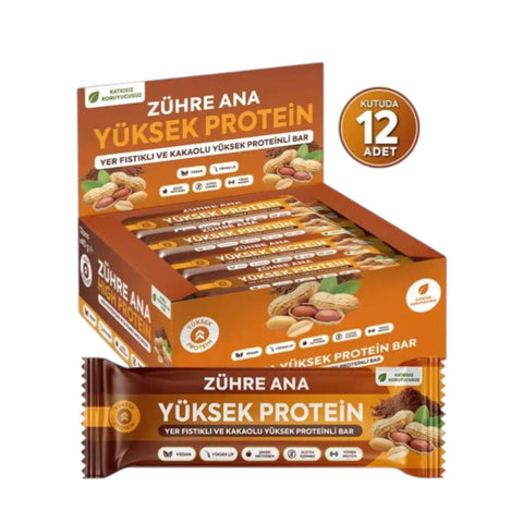 YER FISTIKLI VE KAKAOLU YÜKSEK PROTEİNLİ BAR 12 adet