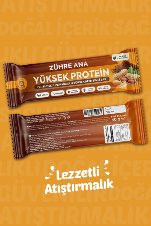 YER FISTIKLI VE KAKAOLU YÜKSEK PROTEİNLİ BAR 12 adet