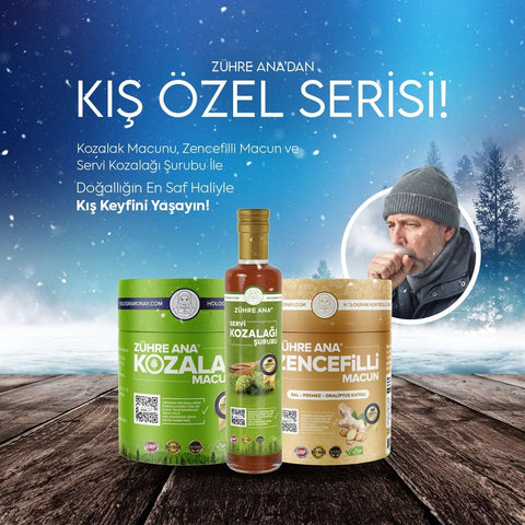 Yetişkin Kış Seti - Zühre Ana Kozalak Macunu, Zencefilli Macun, Servi Kozalağı Şurubu ile kışa özel ürünler.