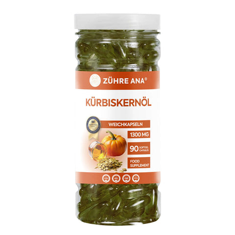 Zühre Ana Kabak Çekirdeği Yağı Softgel Kapsül kutusu, 90 adet yumuşak kapsül içeren besin takviyesi.