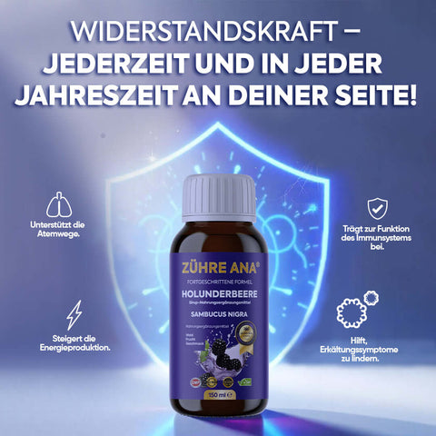 Zühre Ana Kara Mürver Şurubu, doğal kara mürver ekstresi ile formüle edilen takviye edici şurup.