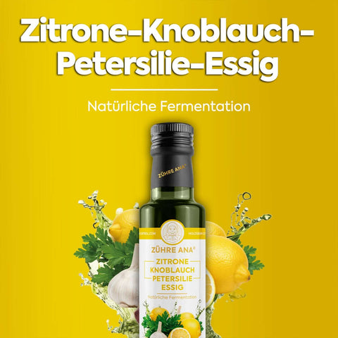 Zühre Ana Limon Sarımsak Maydanoz Sirkesi Doğal Fermantasyon şişesi doğal fermantasyon ile üretilmiş.