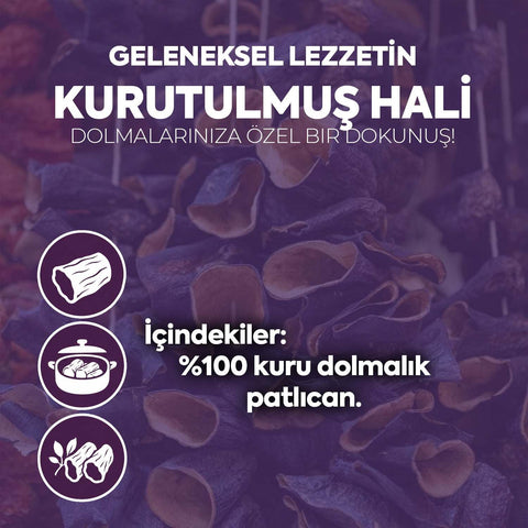 Dolmalık Patlıcan Kurusu - Antep Dolmalık Patlıcan Kurusu (45-50 Adet) görsel 2