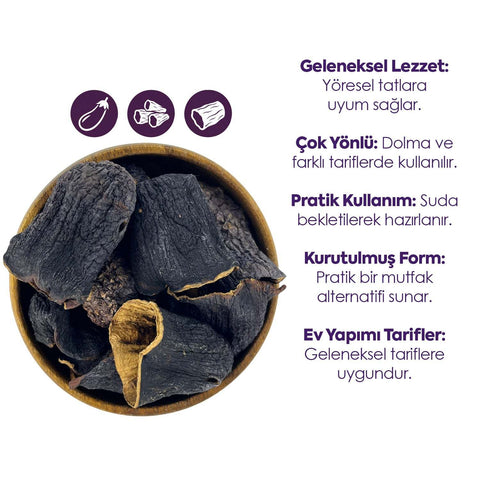 Dolmalık Patlıcan Kurusu - Antep Dolmalık Patlıcan Kurusu (45-50 Adet) görsel 4