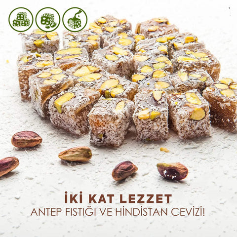 Çifte Kavrulmuş Antep Fıstıklı ve Hindistan Cevizli Duble Lokum - görsel 3