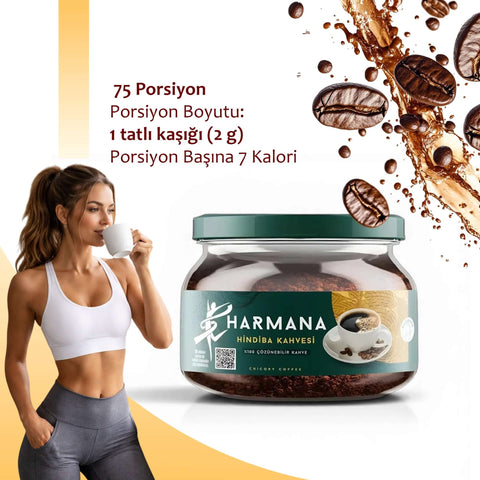 Harmana Hindiba Kahve Seti 75 porsiyon, 1 tatlı kaşığı ile hazırlanan, sağlık ve lezzet sunan kahve.