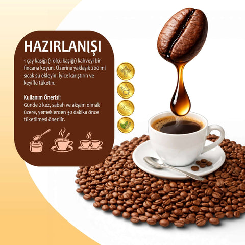 Harmana Hindiba Kahvesi 150g hazırlanışı ve servis önerisi, taze kahve çekirdekleriyle hazırlanmış kahve.