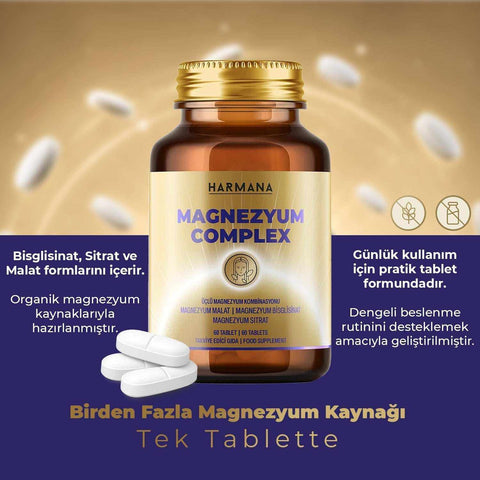 HARMANA Magnezyum Complex 60 tablet gıda takviyesi kutusu