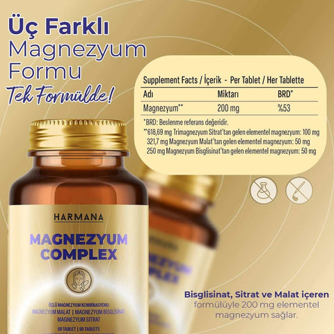 HARMANA Magnezyum Complex 60 tablet gıda takviyesi