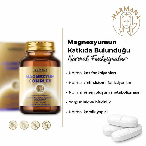 HARMANA Magnezyum Complex 60 tablet, günlük magnezyum takviyesi