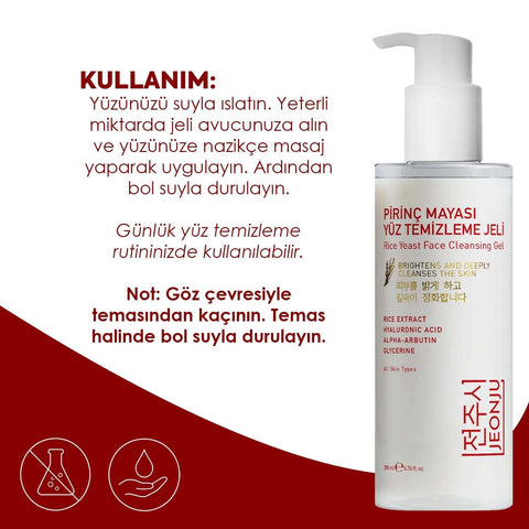 JEONJU Pirinç Mayası Yüz Temizleme Jeli 200ml aydınlatıcı ve gözenek arındırıcı
