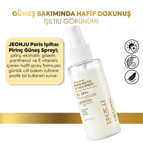 Jeonju Pirinç Özlü Güneş Kremi Sprey SPF 50+ 120 ml aydınlatıcı nemlendirici yüz spreyi