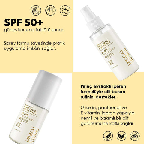 Jeonju pirinç özlü güneş kremi sprey SPF 50+ 120 ml aydınlatıcı nemlendirici yüz spreyi