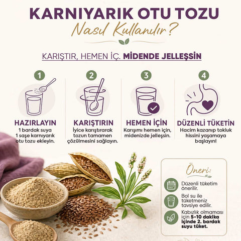 Zühre Ana Karnıyarık Otu Tozu 30 Saşe 150g yüksek lifli psyllium husk ürünü