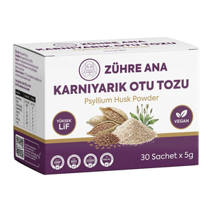 Zühre Ana Karnıyarık Otu Tozu 30 Saşe 150g Psyllium Husk yüksek lifli vegan