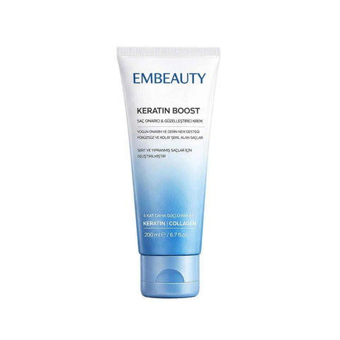 EMBEAUTY Keratin Boost 200 ml keratin saç maskesi, yıpranmış saçlar için yoğun bakım kremi