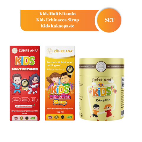 Çocuk Kış Seti (Ekinezya Şurubu, Kids Multivitamin Şurup,Kinder Kakao Paste)