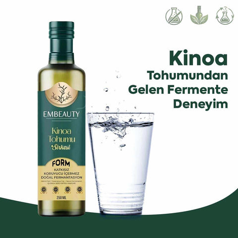 EMBEAUTY Kinoa Tohumu Sirkesi doğal fermente 250 ml cam şişe