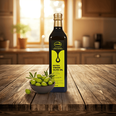 Lychnos Extra Virgin Zeytinyağı 750 ml, soğuk sıkım üretim yöntemiyle elde edilen zeytinyağı.