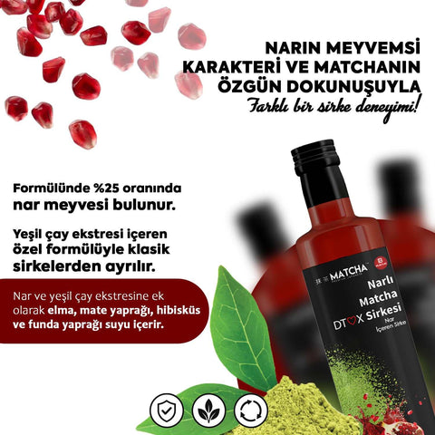 Bilge İlaç Narlı Matcha D-tox Sirkesi 250ml cam şişe detoks ürünü