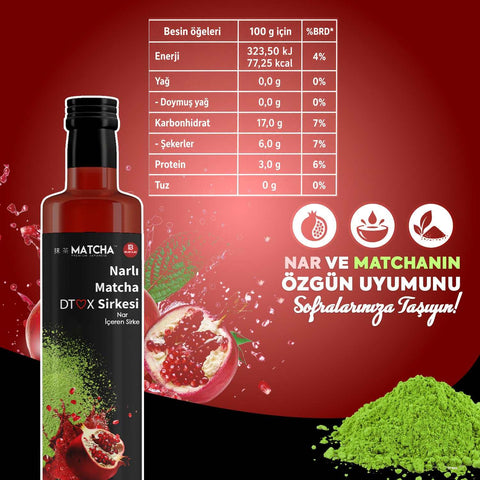 Narlı Matcha Sirkesi 250ml cam şişe Bilge İlaç D-tox detoks sirkesi