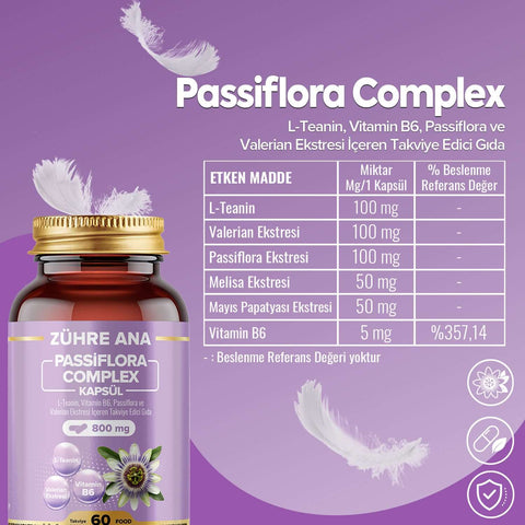 Zühre Ana Passiflora Complex Kapsül 800 mg 60 kapsüllük şişe