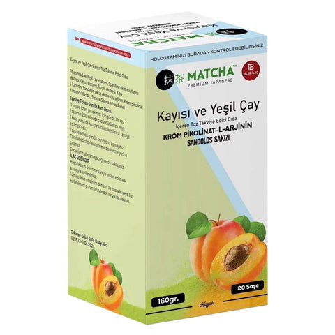 Premium Japon Matcha Çayı Kayısı Aromalı 20 Saşe 160g Bilge İlaç