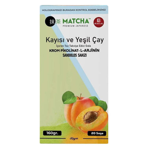 Premium Japon Matcha Çayı Kayısı Aromalı 20 Saşe 160g Bilge İlaç