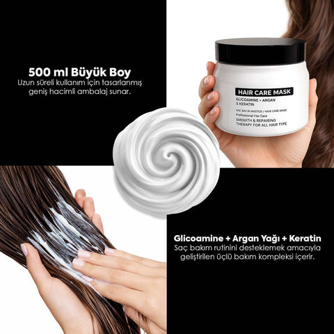 Embeauty Besleyici Yoğun Saç Bakım Maskesi 500 ml argan yağı ve keratin içeren formül