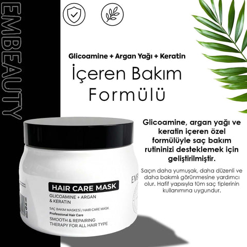 Embeauty 500 ml besleyici saç bakım maskesi argan yağı ve keratin içeren formülü