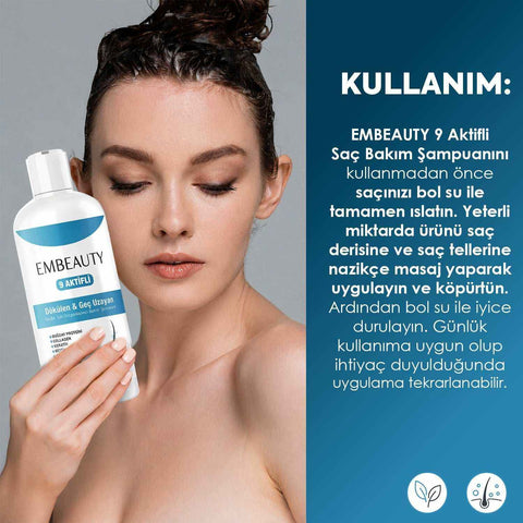 EMBEAUTY 9 Aktifli Biotin Keratin Kolajen Saç Bakım Şampuanı 400 ml