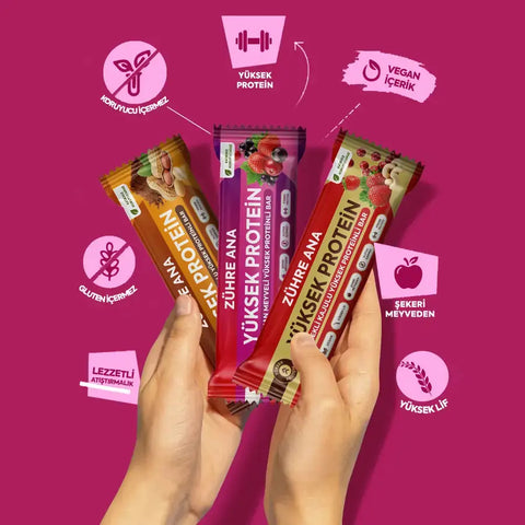 Proteinli Meyve Bar Deneme Paketi 12 adet, yüksek protein ve lezzetli atıştırmalık seçenekleriyle.